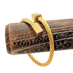 Gold Tone Cable Adjustable Unisex Wrap Bracelet